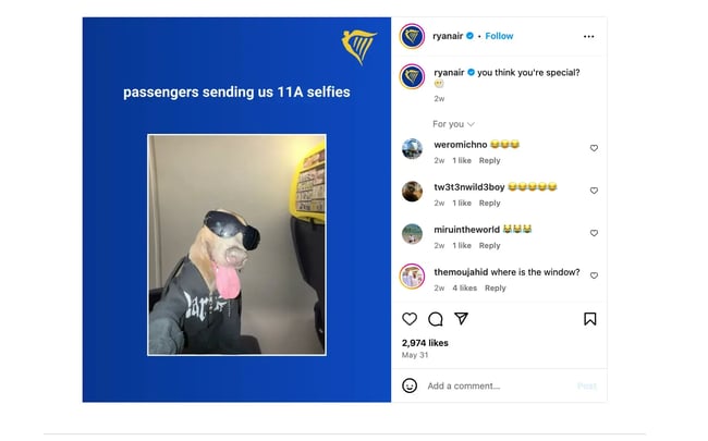 rynair brand identity — social media posts